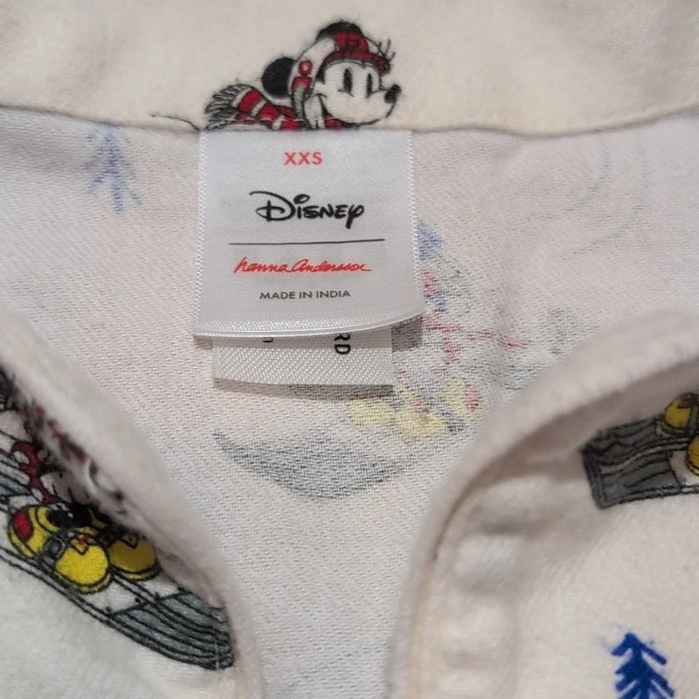 Hanna Anderson Mickey Mouse Holiday Pajama 100% Cotton Flannel Set Size XXS - Picture 6 of 14